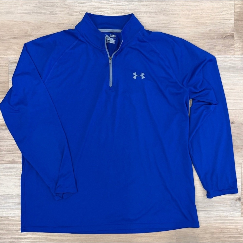 Under Armour Heat Gear Loose Men's Half Zip Long Sleeve Pullover, Blue, Size XL